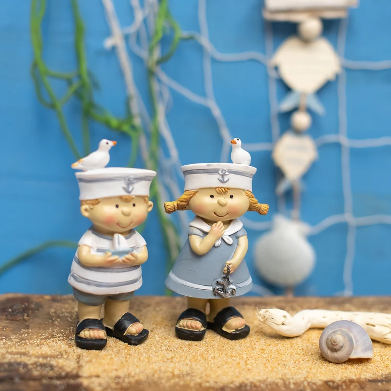 Logbuch-Verlag 2 Maritime Kinder Matrosen Mädchen Junge blau weiß Strand Urlaub sommerliche Dekoration Geschenkidee 11,5 cm