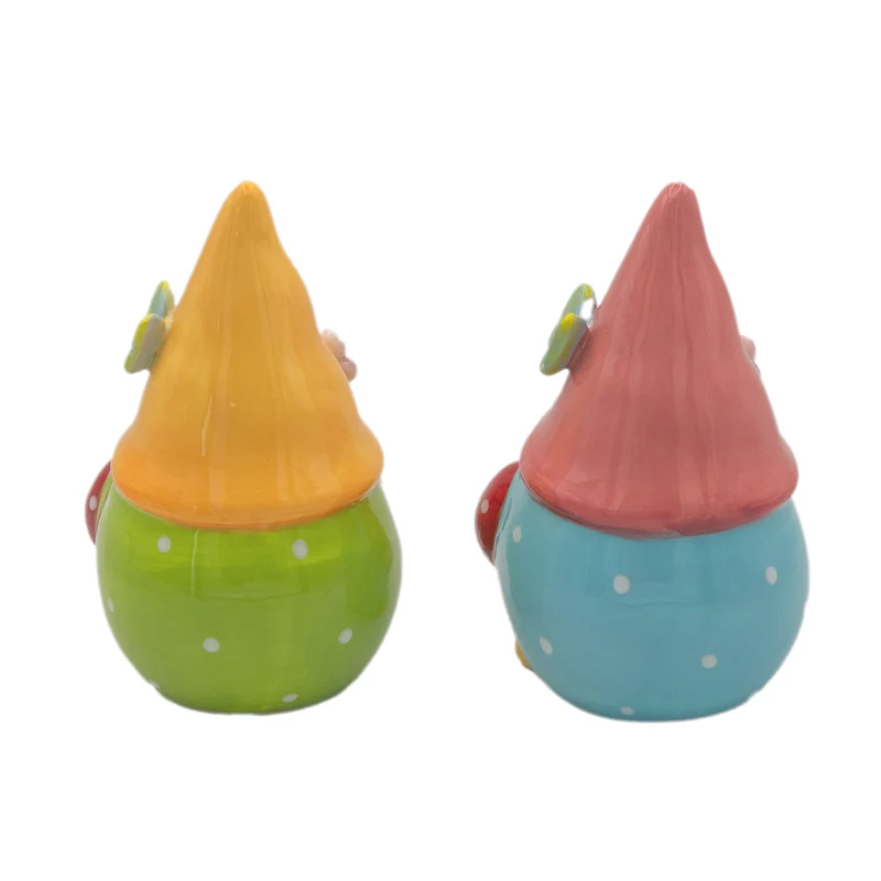 Logbuch-Verlag Deko-Wichtel 2er-Set Gartenzwerge Keramik bunt 11 cm – niedliche Figuren für Frühling, Garten oder Fensterbank